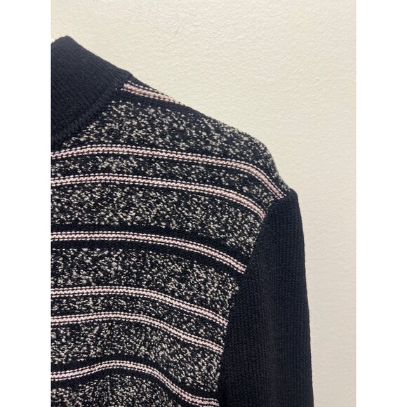 St. John SJK Womens Black & Pink Striped Crewneck Sweater Size 12 - Picture 2 of 6
